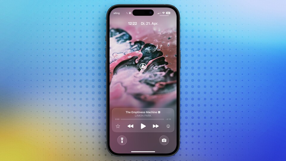 Mit nur einem Fingertippt erstreckt sich das Album Cover über den gesamten Sperrbildschirm.