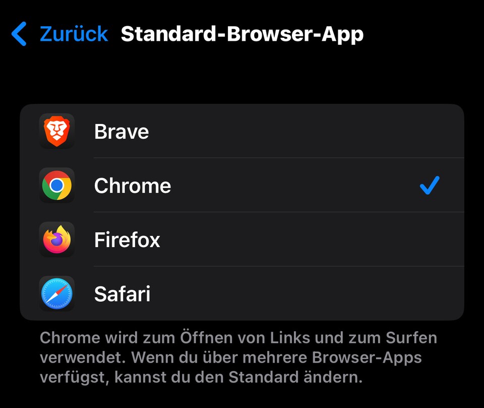 Wählt hier einfach das Programm aus, das ihr als Standardbrowser nutzen möchtet