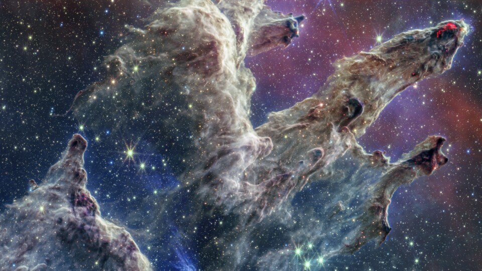 6. Die Säulen der Schöpfung, aufgenommen vom JWST. Bildquelle: NASA, ESA, CSA, STScI