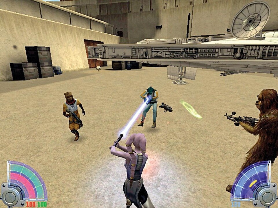 Auf Tatooine verteidigen wir mit Chewbacca den Millenium Falcon.