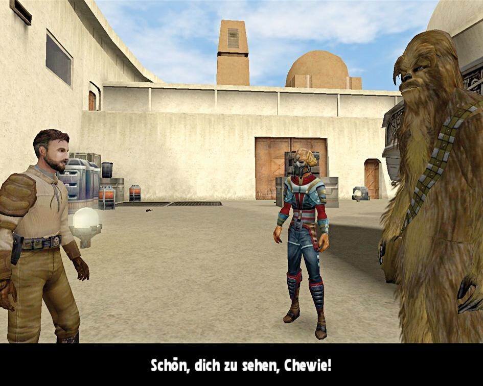 In Mos Eisley treffen Kyle (links) und Jaden Chewbacca.