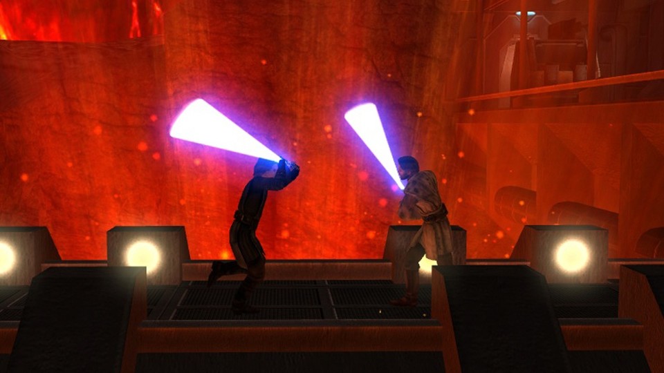 In Jedi Knight: Moviebattles 2 können Sie nahezu jedes bekannte Lichtschwert-Duell der Star-Wars-Filme im Multiplayer nacherleben. 