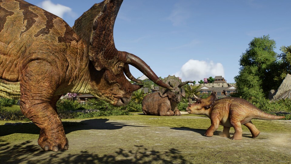Brüten statt Klonen: Wenn sich Dino-Männchen und Dino-Weibchen ganz doll lieb haben, tollt bald Nachwuchs umher.