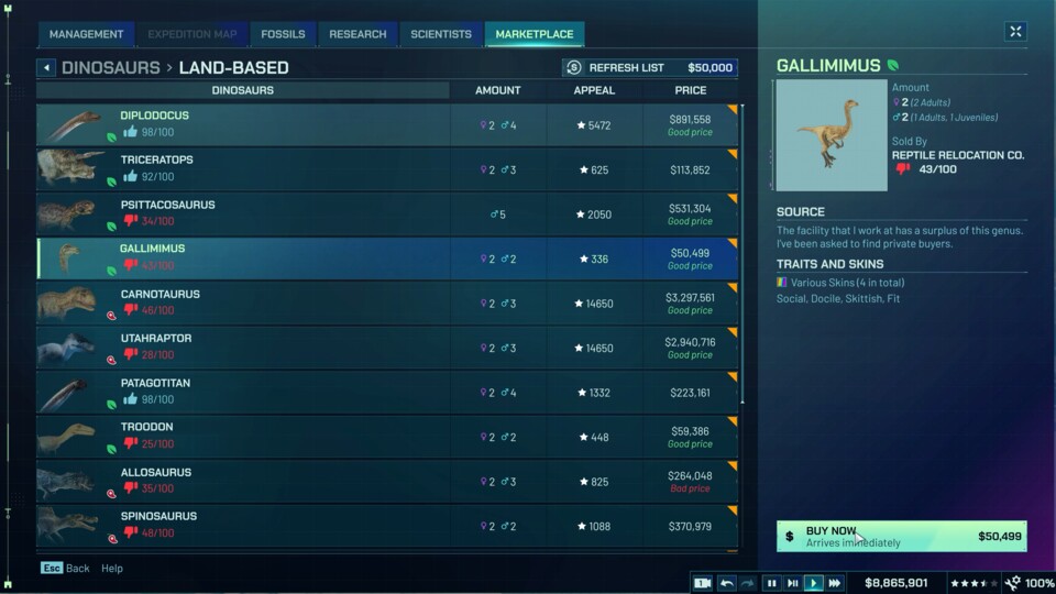 Auf dem Marktplatz könnt ihr Dino-Shopping betreiben.