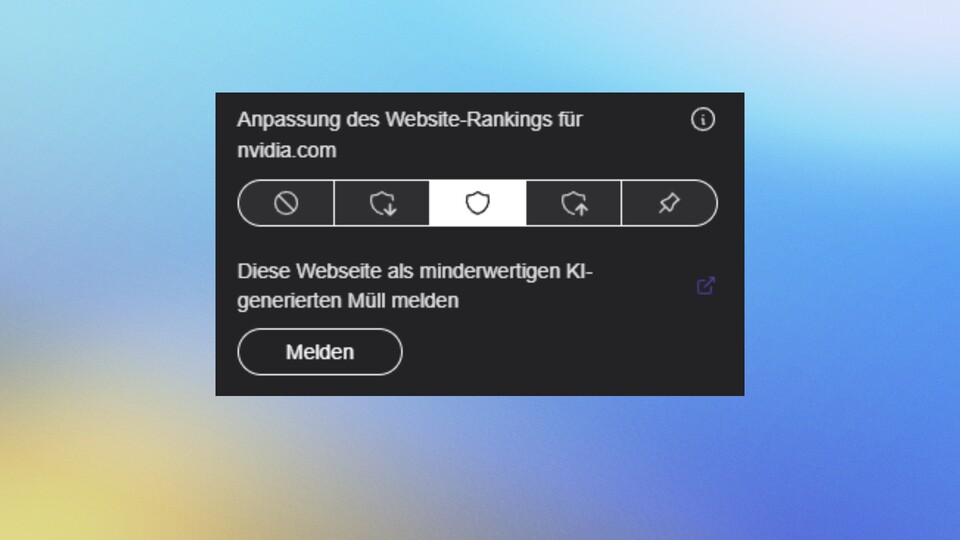 Neben der eigenen Domain-Kontrolle könnt ihr Webseiten auch als »minderwertigen KI-generierten Müll« melden. Harte Worte von Kagi, aber ich denke, vielen spricht das aus der Seele.