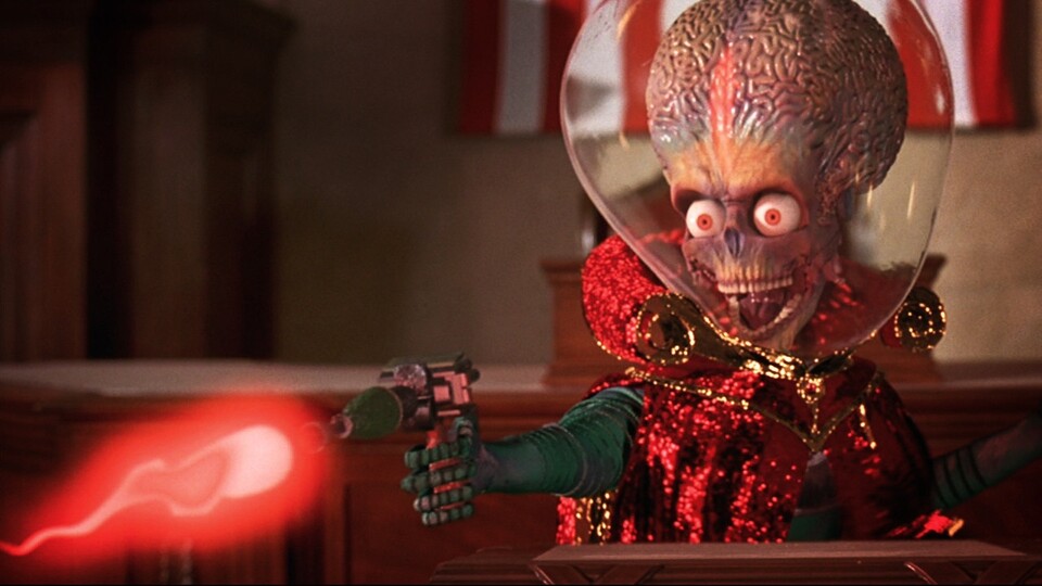 Aaak ak Aaaaaaak! Der Alien-Anführer in Mars Attacks kennt keine Gnade.