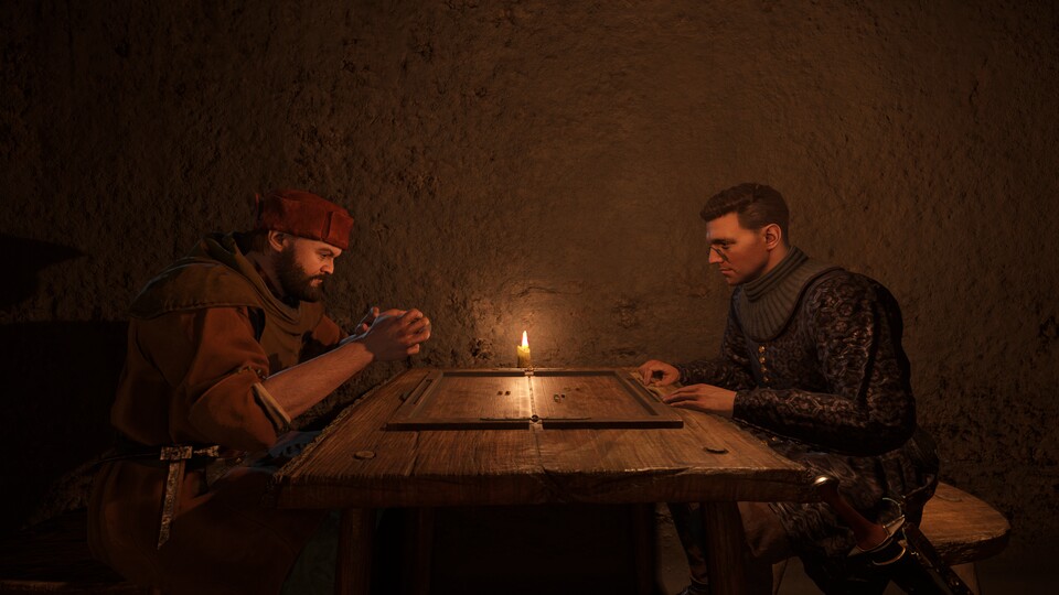 Bei einem gewonnenen Würfelspiel gibt uns Jörg alle Informationen gewaltfrei.