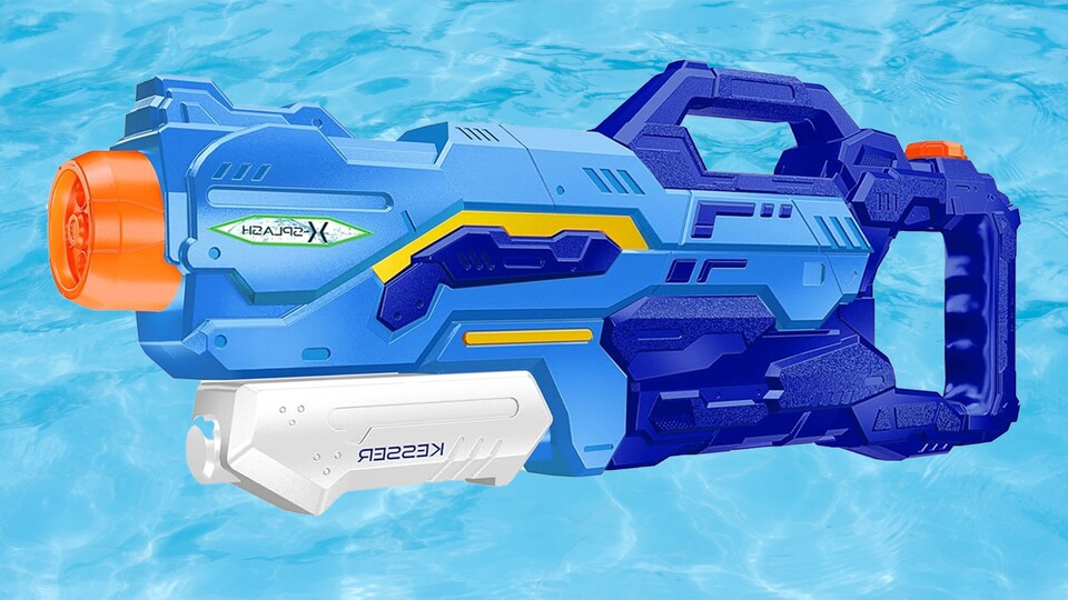 Ihr könnt bei dieser Wasserpistole sogar verschieden Sprüharten einstellen.
