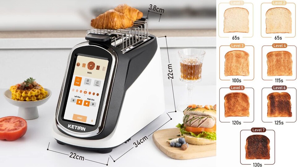 Zu jedem Gebäck kann man einen gewünschten Bräunungsgrad wählen. Meine Wahl würde auf Level 4 fallen.