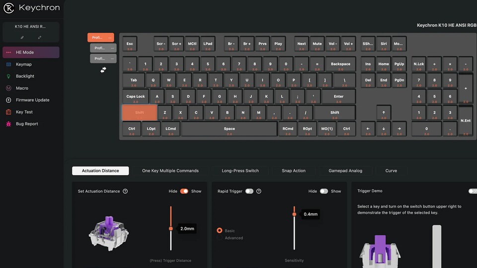 Statt in einer Software, lässt sich jeder Aspekt der Tastatur gemütlich im Browser anpassen.
