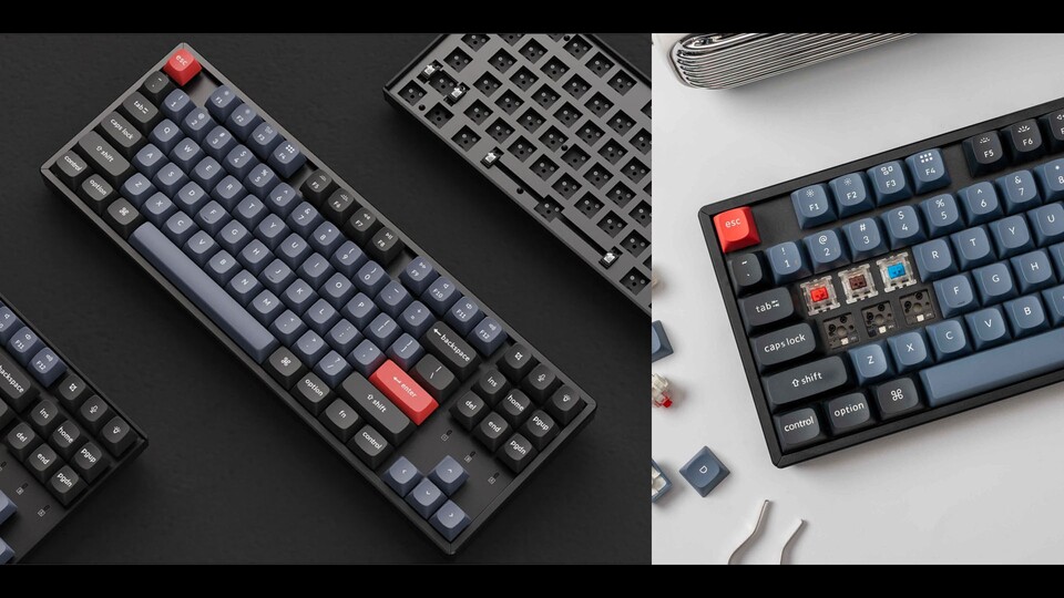 Die Schalter der Keychron K8 Pro lassen sich einfach mithilfe des mitgelieferten Werkzeugs austauschen.