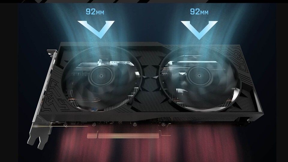 Volle Power, volle Kühlung: Die Backplate mit Aluminiumbeschichtung sowie die großen Lüfter sorgen für niedrige Temperaturen.