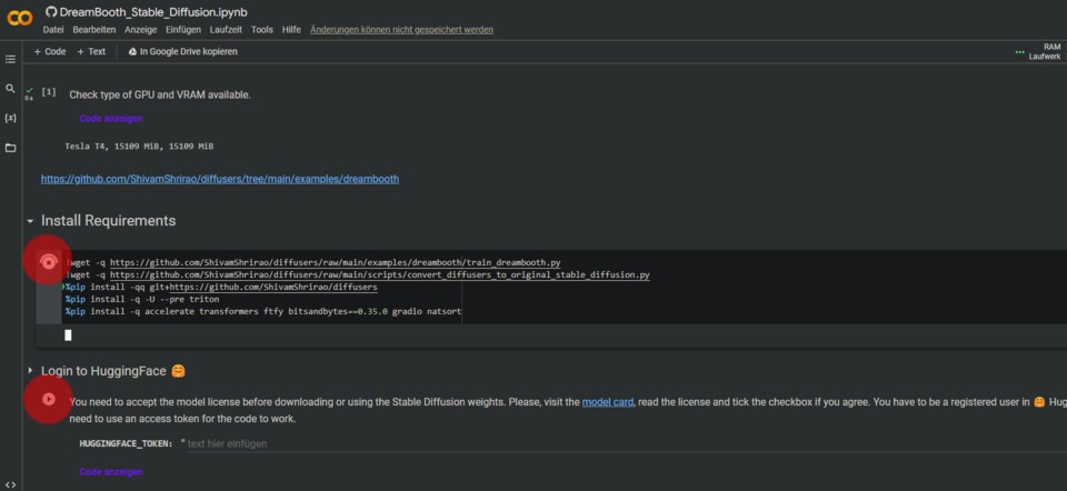 Die rot markierten Play-Buttons müsst ihr der Reihe nach aktivieren.
