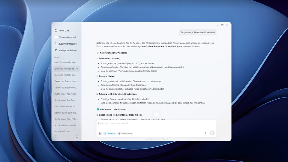 Der Chat-Bot kann viele verschieden Aufgaben erledigen. Bei allgemeinen Fragen klappt das mal besser, mal schlechter. Optional ist es dabei auch möglich, dem Chat-Bot den Online-Zugang zu erlauben.