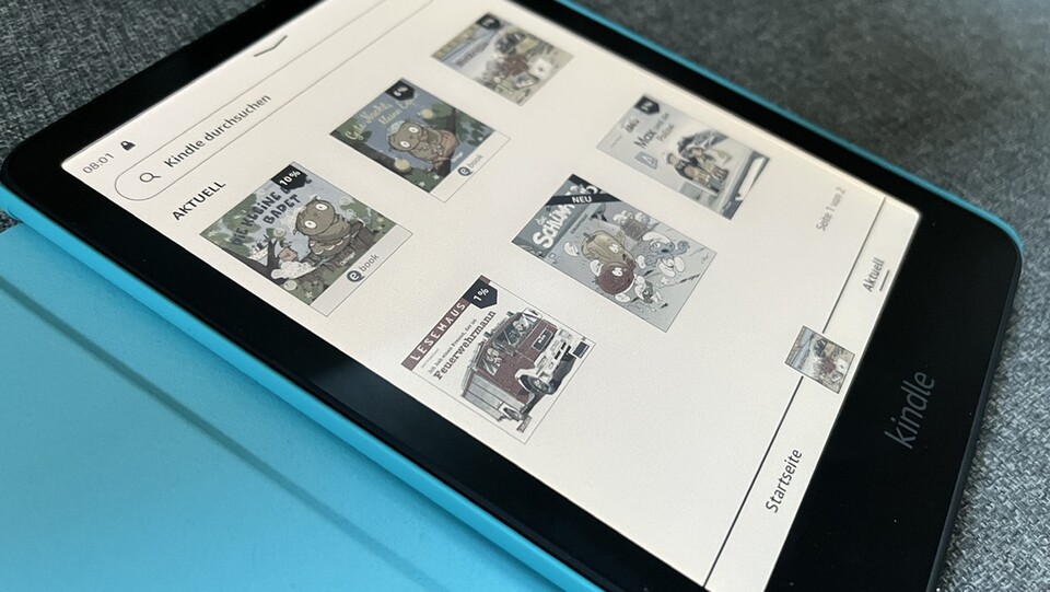 Die Benutzeroberfläche des Kindle Colorsoft Kids ist schön aufgeräumt.