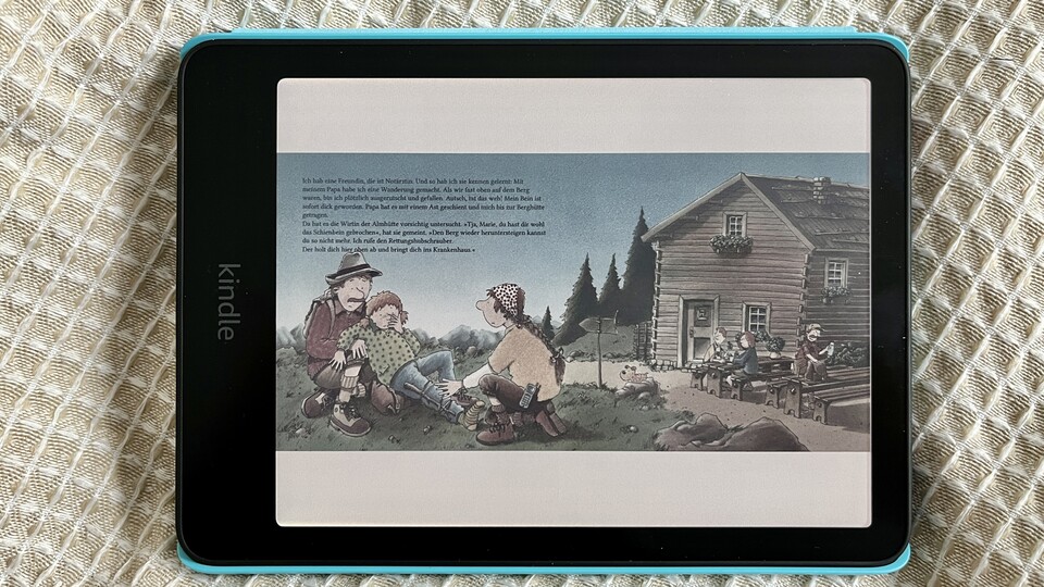 Im Querformat ist der Text je nach Buch teilweise kaum noch lesbar.