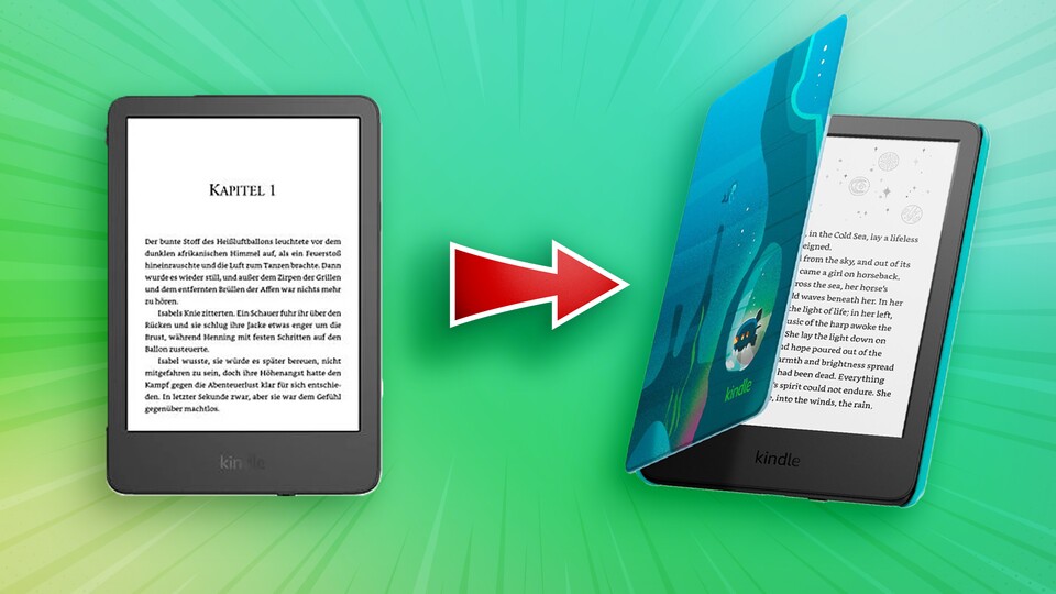 Der Kindle Kids unterscheidet sich kaum von einem normalen Kindle – aber kommt mit spannenden Extras. (Bildquelle: Amazon)