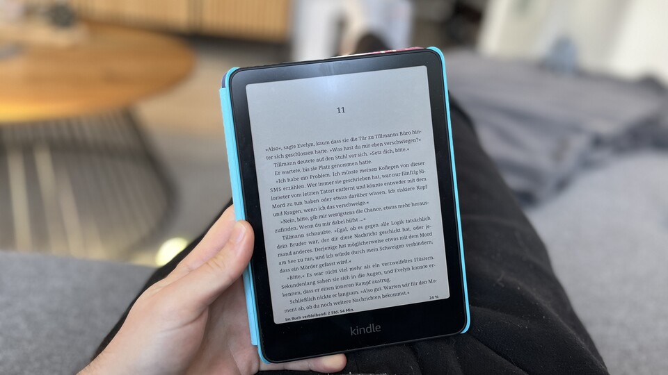 Keine Werbung und mit einer bruchsicheren Hülle: Der Kindle Kids ist auch für Erwachsene super. (Bildquelle: Mirco KämpferGameStar Tech)