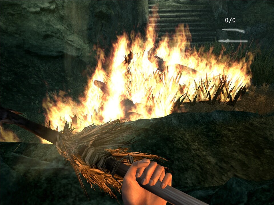 Feuer vernichtet Dornbüsche und Dinos gleichmaßen.