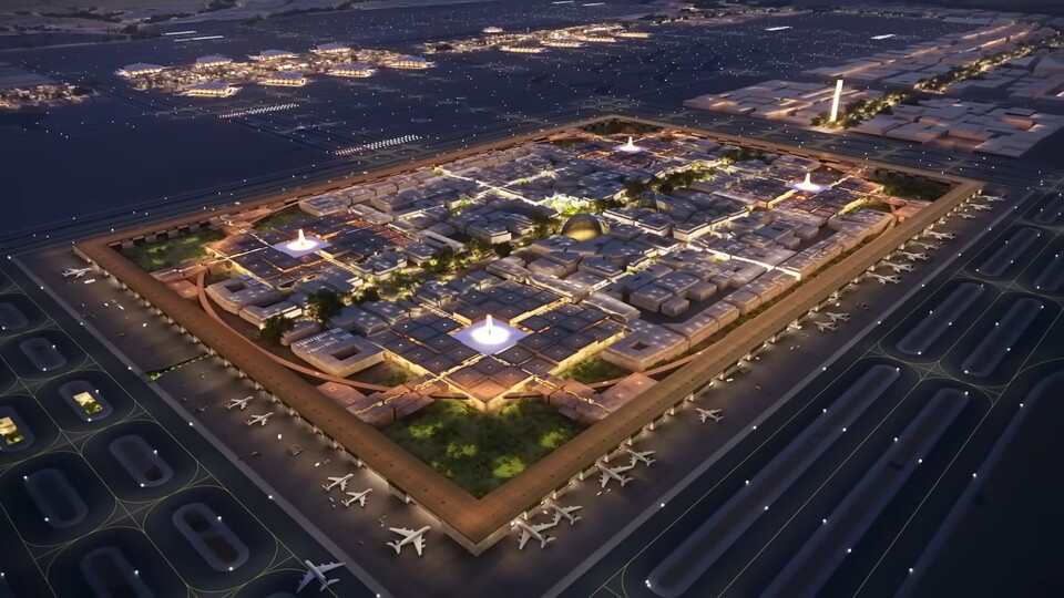 Der King Salman International Airport soll im Jahr 2050 185 Millionen Passagiere abfertigen. (Bildquelle: YouTubePublic Investment Fun)