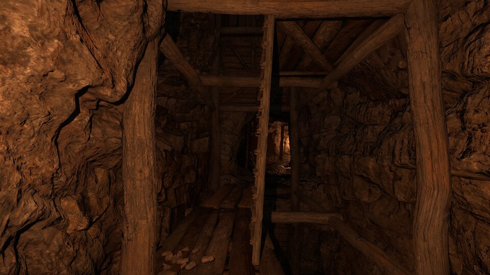 Geht unbedingt zum beleuchteten Raum hinter der Treppe, um eure Ausrüstung zurückzuerlangen.