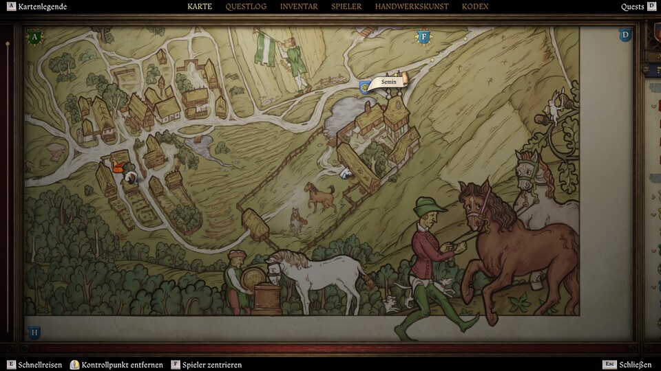 Der Stall von Semin liegt gleich hinter der kleinen Burg. Hier lässt sich Pebbles das Gras schmecken.