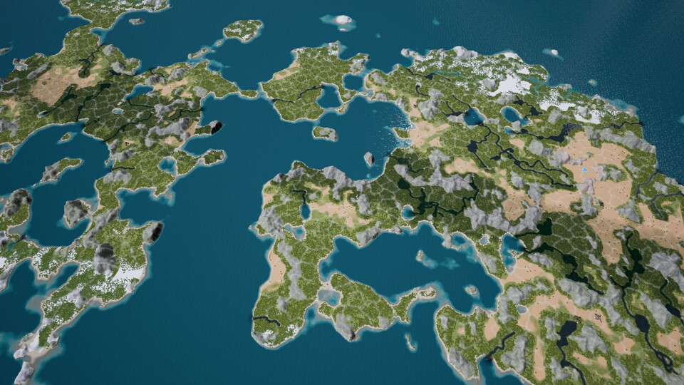 Die Spielwelten von Kingdoms Reborn bilden eine komplette Erde ab, mit Kontinenten, Inseln und Halbinseln. 