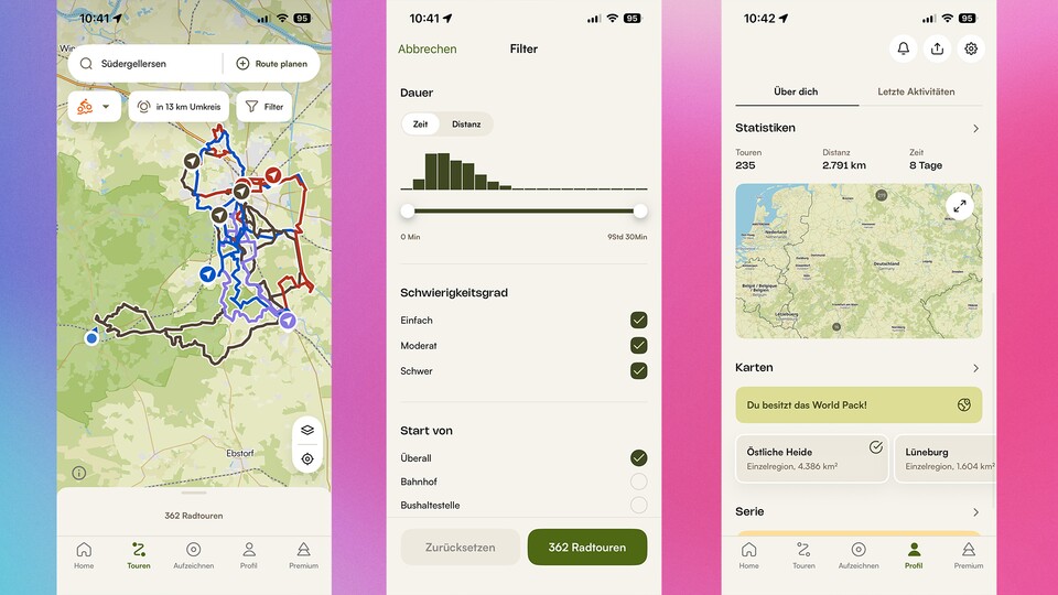 Für Rad- oder Wandertouren verwende ich komoot. (Bildquelle: GameStar Tech)