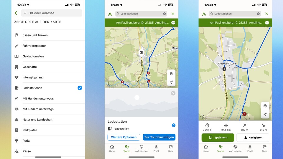 Ladestationen werden mit wenigen Klicks der Route hinzugefügt. (Bild: GameStar Tech)