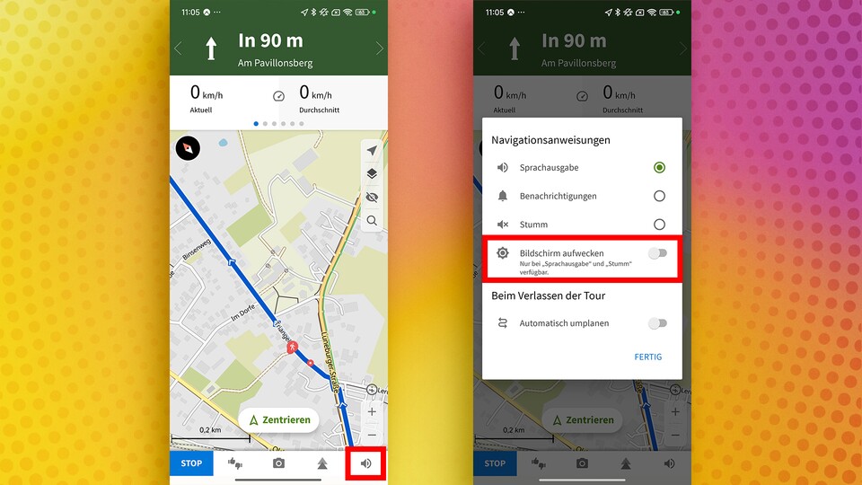 Auf Android-Handys kann der Bildschirm bei Abbiegehinweisen automatisch eingeschaltet werden. (GameStar Tech)
