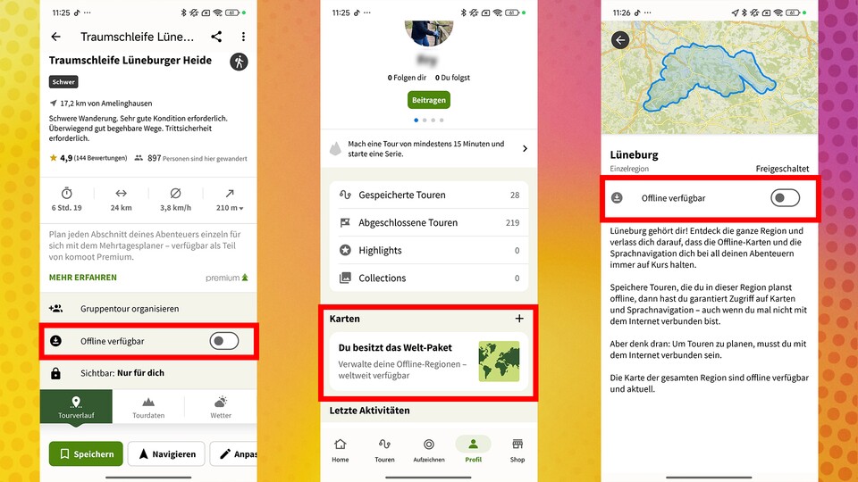 Einzelne Routen oder die ganze Region – der Offline-Modus spart unterwegs mobile Daten. (Bild: GameStar Tech)