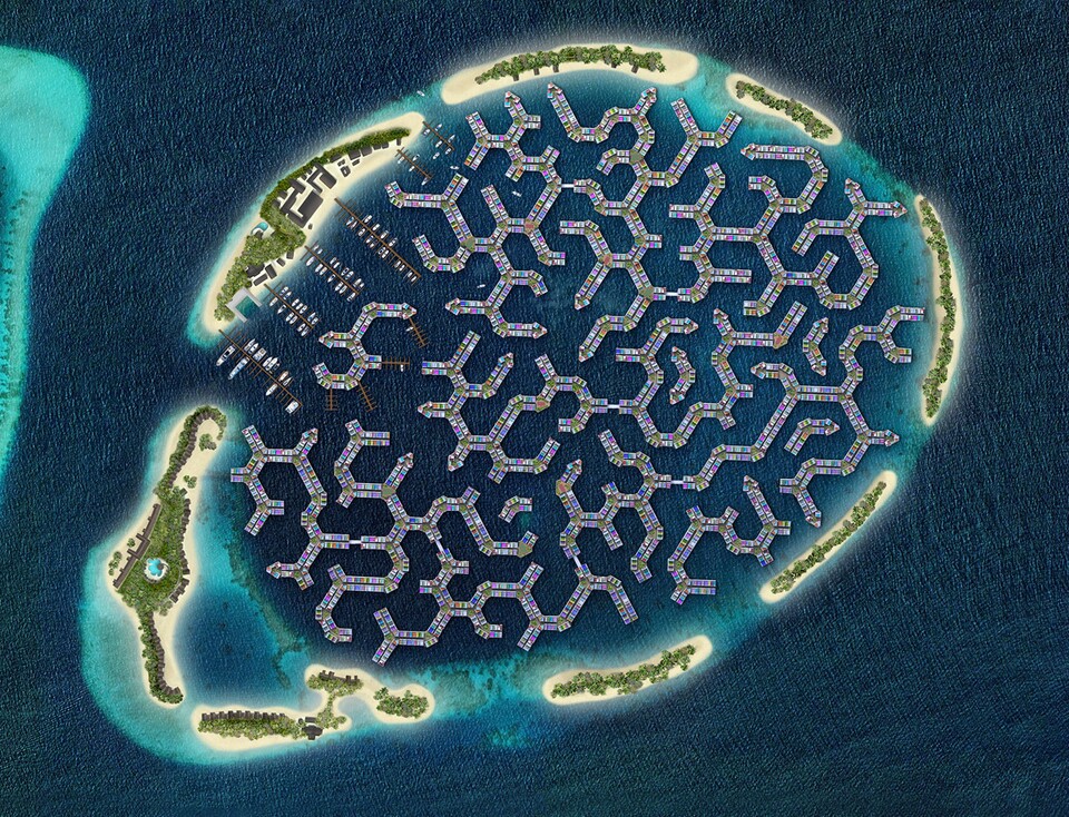 Entwurf für die »Maledives Floating City«. (Bild: Waterstudio)