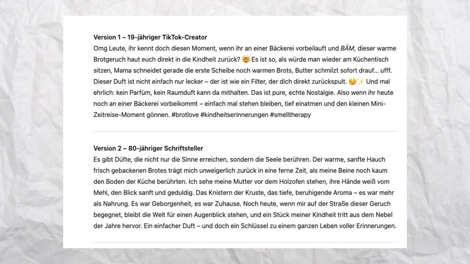 GPT-5 kann sich textlich in verschiedene Rollen versetzen. Der Text liest sich flüssiger als in der GPT-4-Variante, aber auch hier ist natürlich die Frage des Geschmackes entscheidend.
