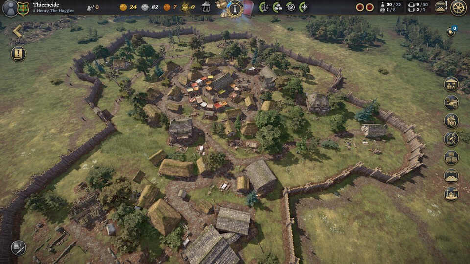 Eure Siedlung erweitert ihr wie in einem Aufbau-Strategiespiel um neue Gebäude.