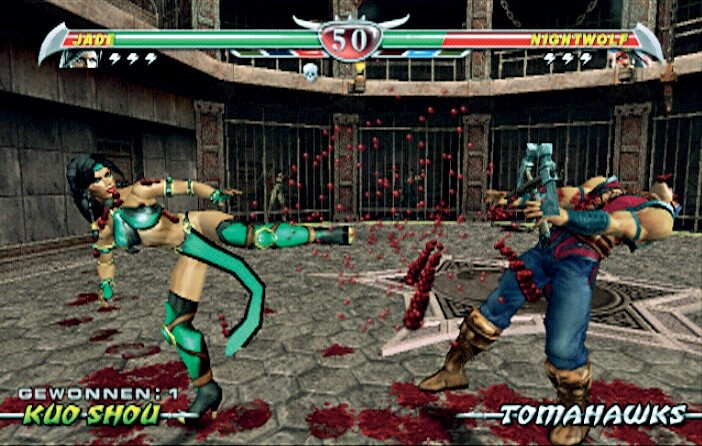 In Konsolenspielen wie Mortal Kombat 4 prügeln sich Kampfsport-Duellanten.
