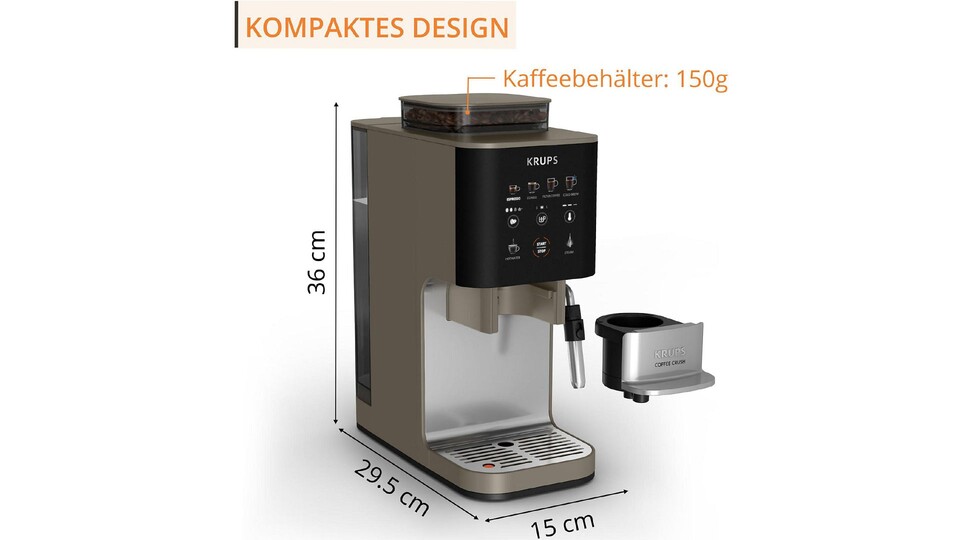 Kleiner kann man einen Vollautomaten nicht bauen. Dieses Gerät dürfte in jede noch so kleine Küche passen.
