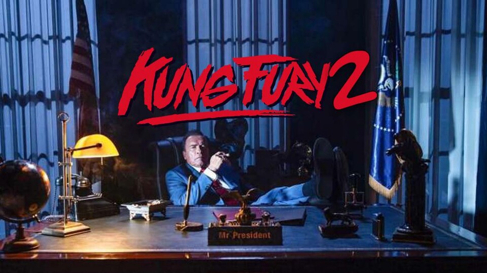 Natürlich ist Arnold Schwarzenegger im Universum von Kung Fury US-Präsident. Bildquelle: Tobis