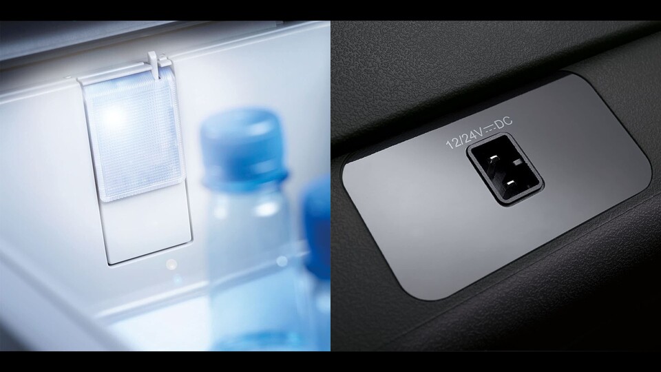 The freezer has interior lighting and can be operated with both 12V and 24V.