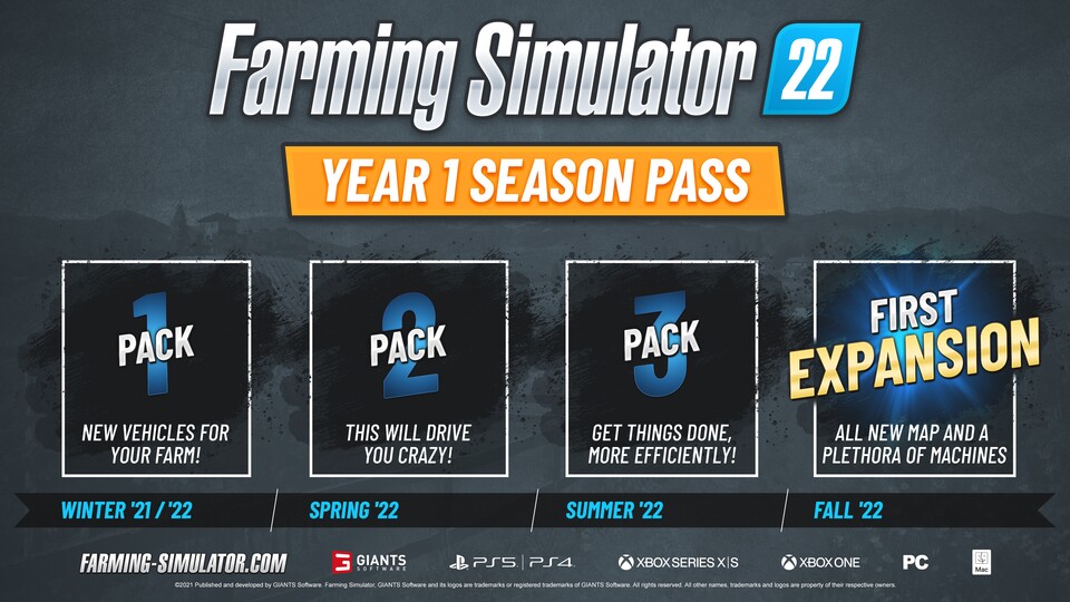 Im Season Pass von LS 22 wird es drei Packs und eine Expansion geben.