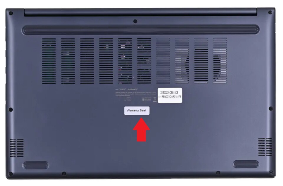 In Deutschland könnt ihr solche Garantiesiegel ignorieren, wenn ihr euer Notebook öffnen wollt.(Quelle: Asus)