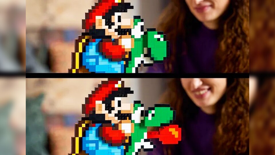 Wie bei Super Mario World kann auch LEGO Yoshi seine Zunge herausstrecken. Fehlen nur noch die Früchte von den Sträuchern.