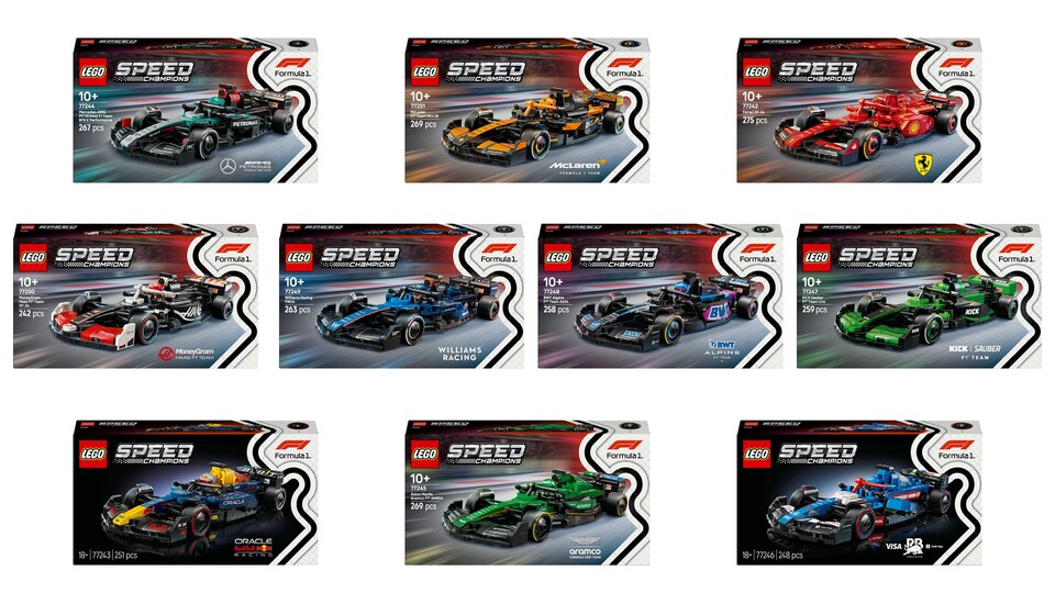 Der Rennstall ist vertreten: Von Red Bull und McLaren über Haas und Kick bis hin zu Ferrari und Mercedes.