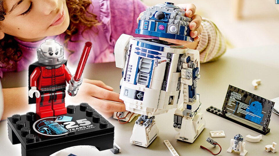 Ein durchaus hübsches Modell von R2-D2, aber die Minifigur von Darth Malak stiehlt dem Astromechdroiden die Show.