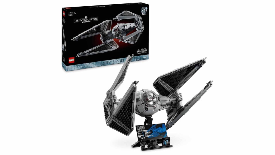 Mit seinen markanten Flügeln ist der TIE Interceptor einer der aggressivsten Sternenjäger des Imperiums – die LEGO-UCS-Version setzt das charakteristische Design besonders detailliert um.