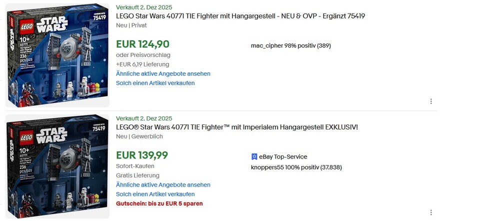 Das GWP zum viel kritisierten Todesstern fühlt sich noch mehr aus dem Set herausgeschnitten an als das Enterprise-Shuttle. Lego-Fans haben dafür bereits an die 140 Euro auf Ebay bezahlt.