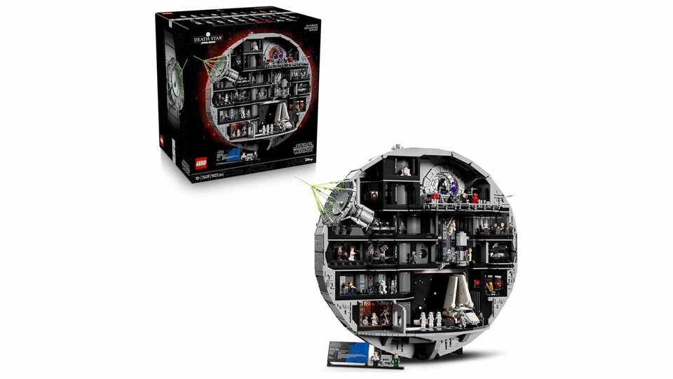 „Das ist kein Mond …“ – sondern die wohl bekannteste imperiale Kampfstation der Galaxis. LEGO setzt den Todesstern als gewaltiges UCS-Modell mit massig Details aus „Eine neue Hoffnung“ um.