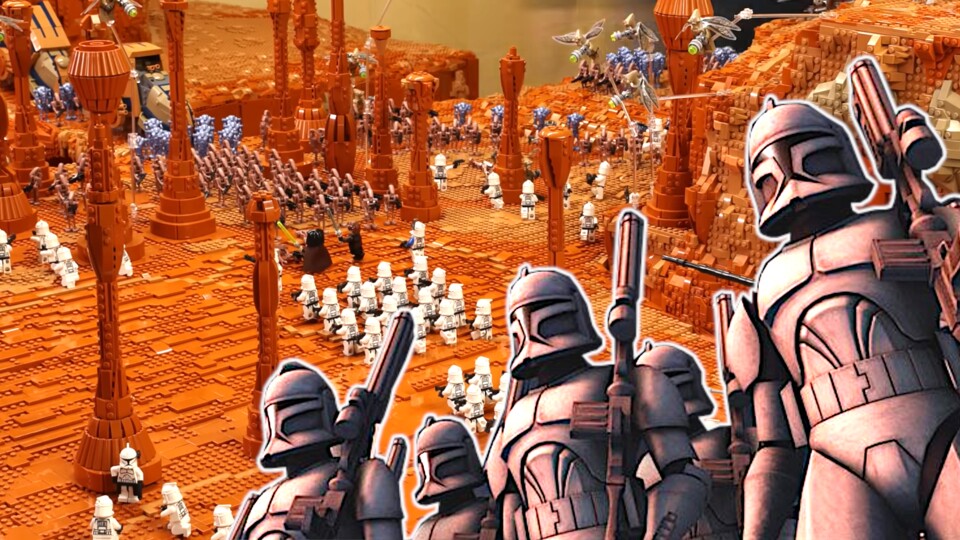 In diesem Modell sind mehr Legosteine ​​enthalten, als die meisten Klötzchen-Fans zu Hause haben dürften. Bildquelle: Solid Brix StudiosYouTube (Hintergrund); Copyright Lucasfilm Ltd. (rechts).