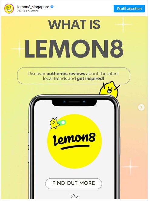 Der Account lemon8_singapore bietet Einblicke in die neue App der TikTok-Macher.