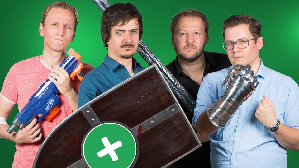 Wir sind euer Plus-Team. Von links nach rechts: Peter Bathge, Michael Graf, Christian »GSTV« Schneider und Holger Harth.