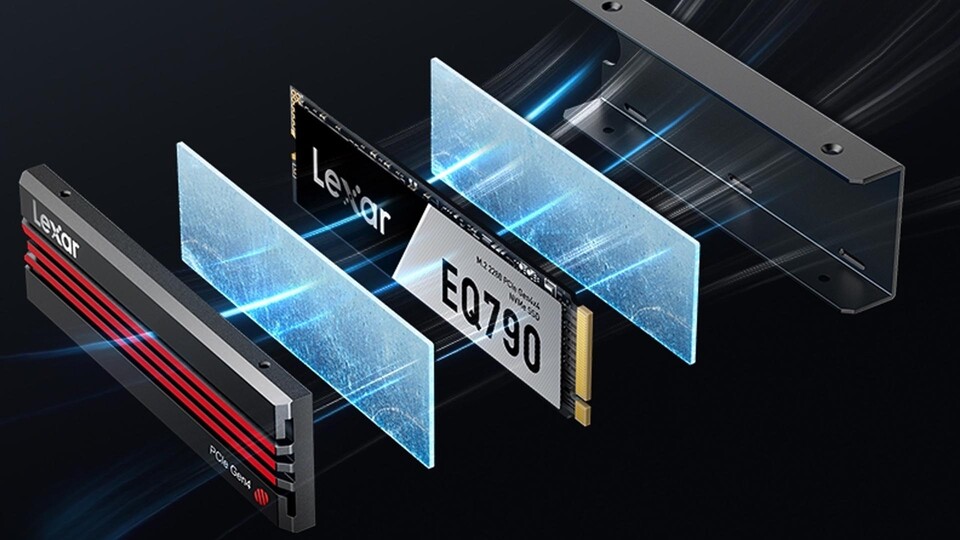 Bereit für den Dauereinsatz: Ein detaillierter Blick auf die Kühlstruktur der M.2 NVMe SSD, die selbst bei intensiven Workloads für optimale Betriebstemperaturen sorgt.